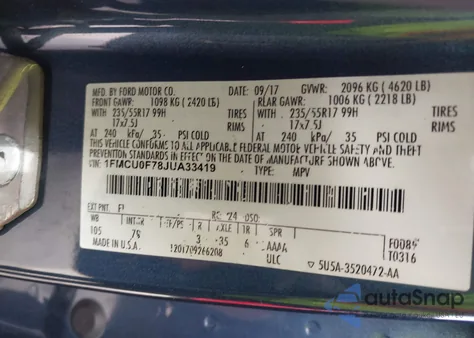 2018 Ford Escape S z USA, uszkodzony, nr VIN 1FMCU0F78JUA33419